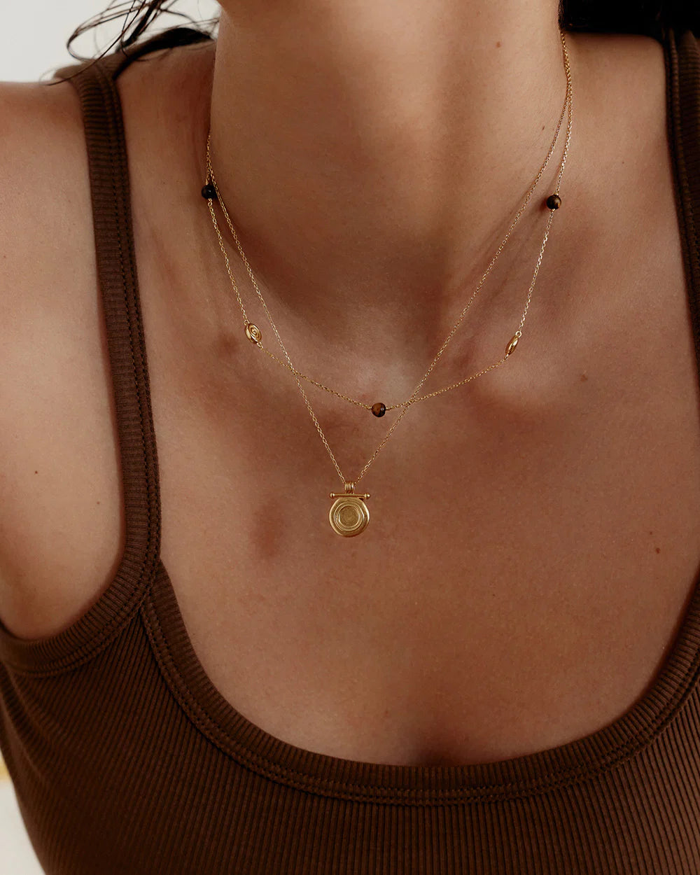 TEMPO TIGERS EYE NECKLACE (18K GOLD VERMEIL) - Roma Gift & Gourmet
