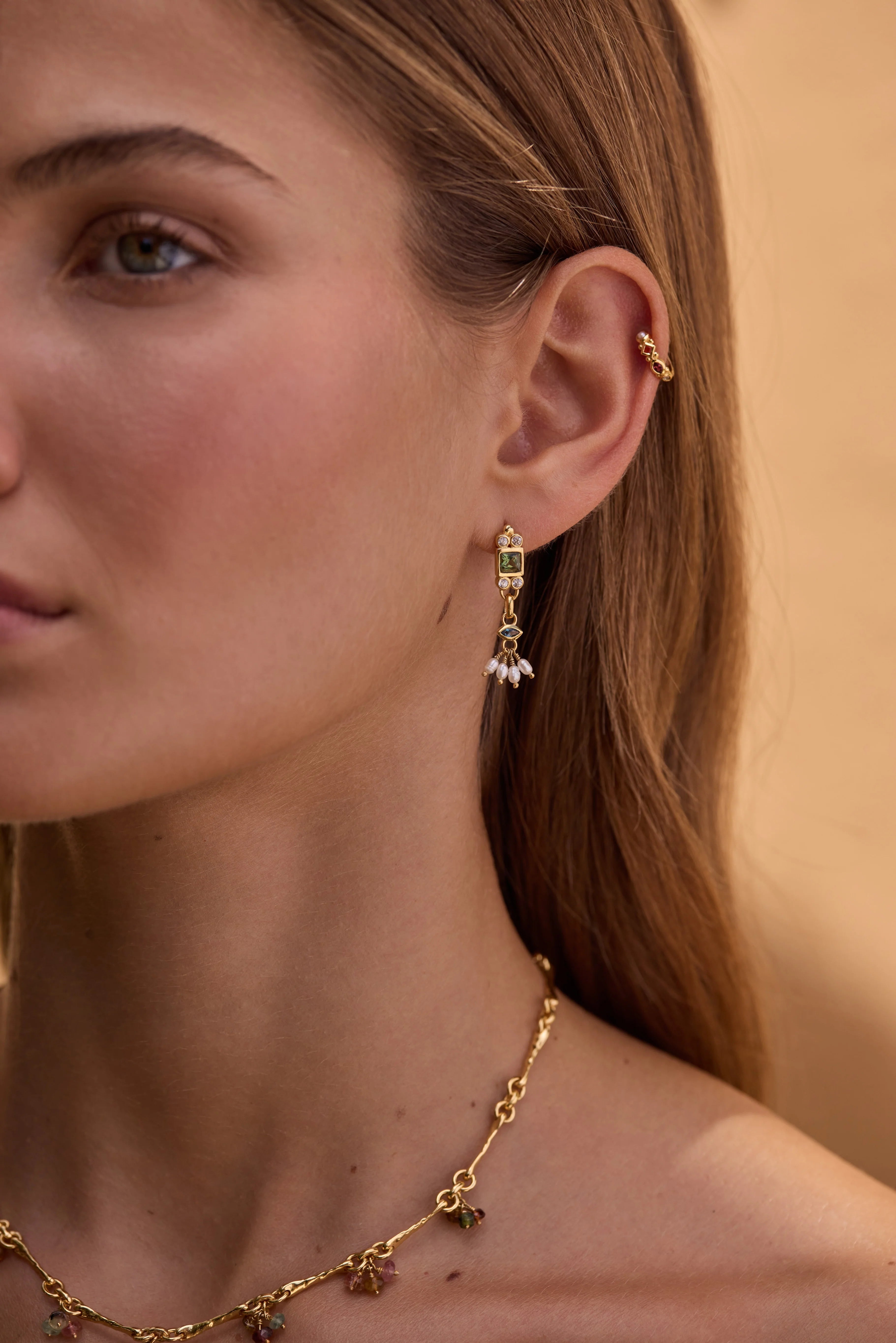 Azure Apatite Gold Earrings