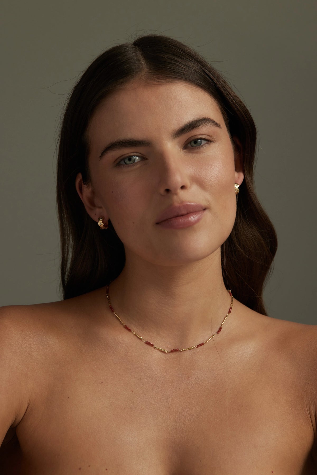 Aphrodite Red Onyx Gold Necklace