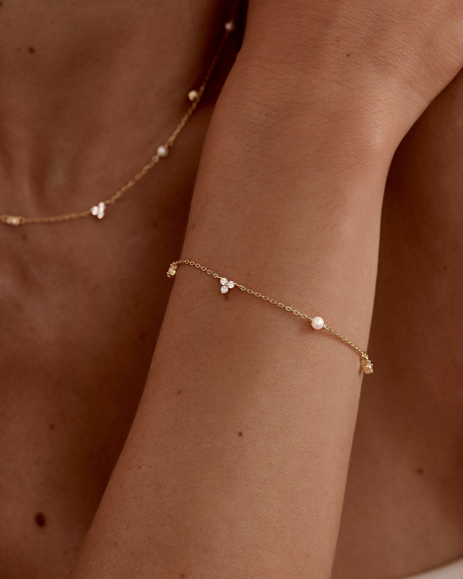 18k Gold Vermeil Moonlit Bloom Pearl Bracelet