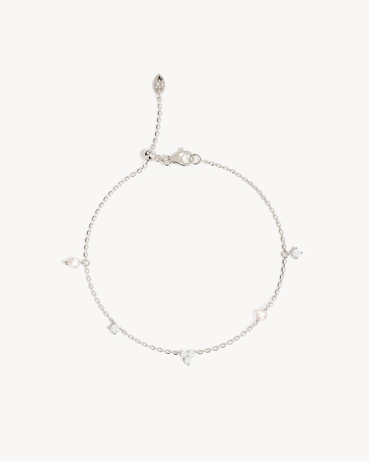 Sterling Silver Moonlit Bloom Pearl Bracelet