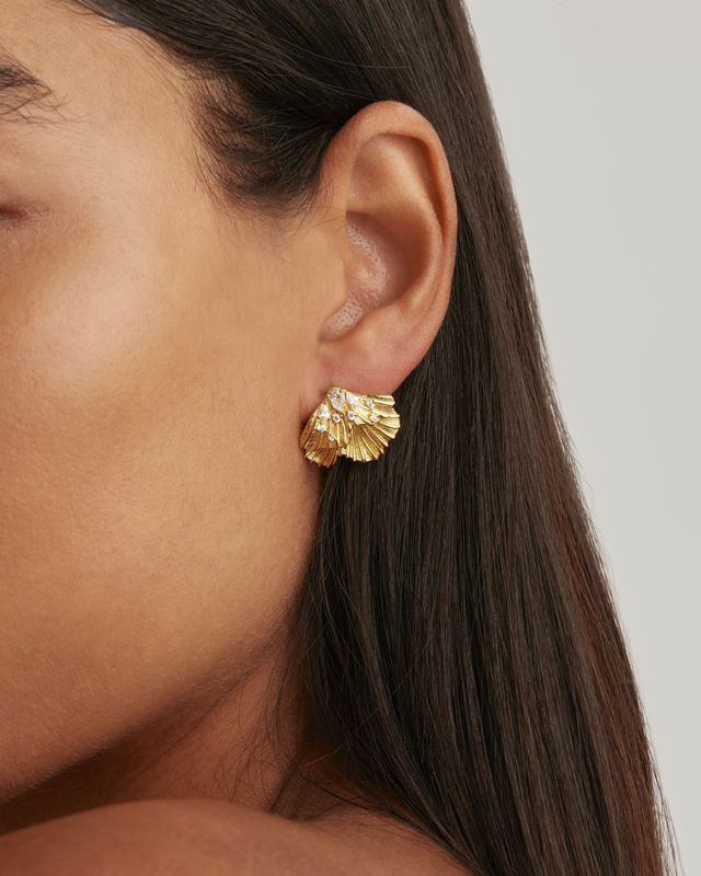 Gold Ocean Whisper Statement Earrings