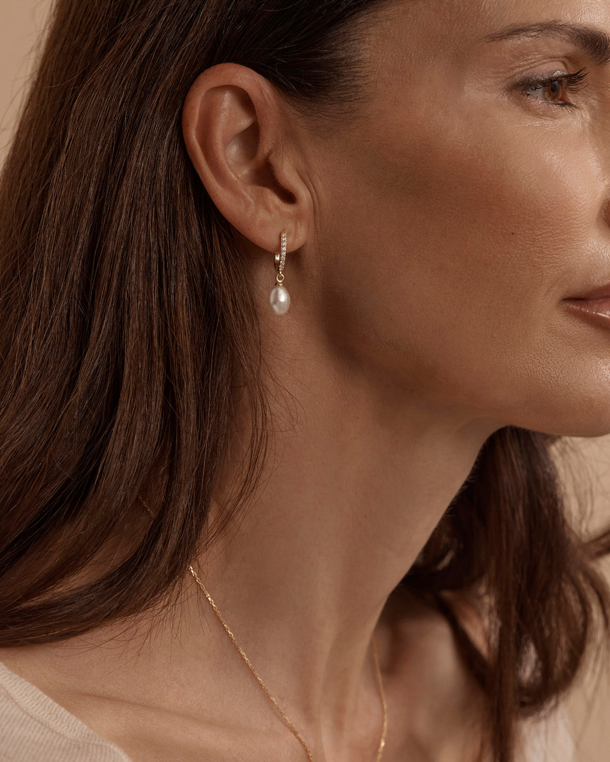 18k Gold Vermeil Love With Grace Lab-Grown Diamond Pearl Hoops - Roma Gift & Gourmet