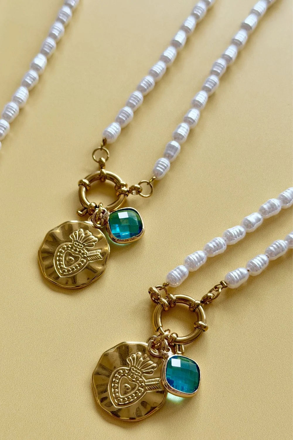 Heart of the Sea Charm Pearl Necklace