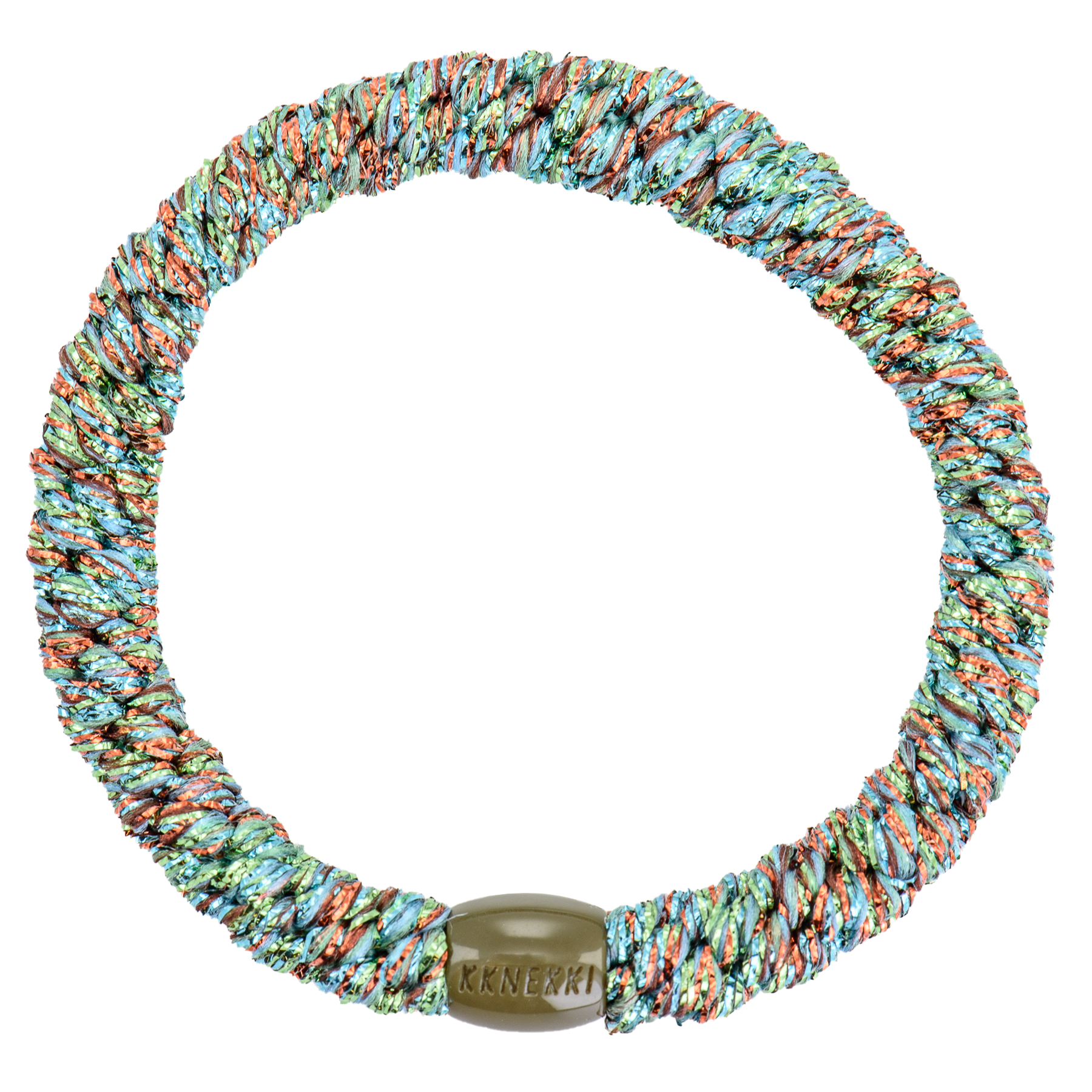 KKNEKKI Original Hair Ties: Coral green glitter - Roma Gift & Gourmet