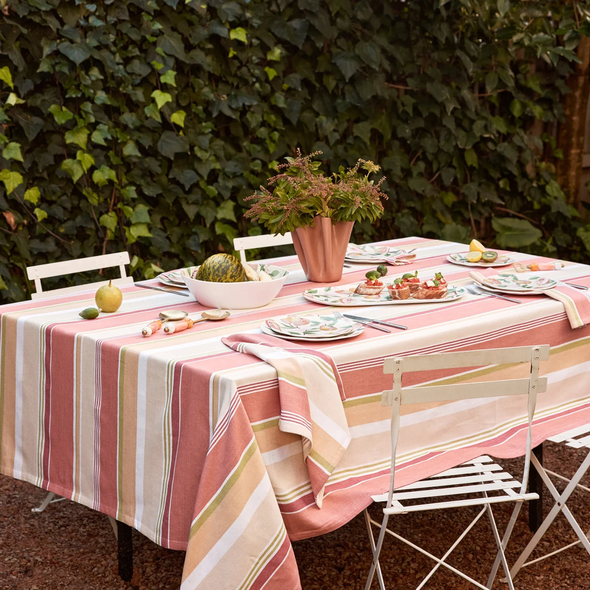 Fairhaven Rust Stripe Tablecloth - Roma Gift & Gourmet