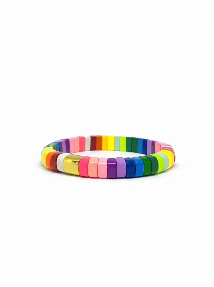 Rainbow Curved Tile Bracelet