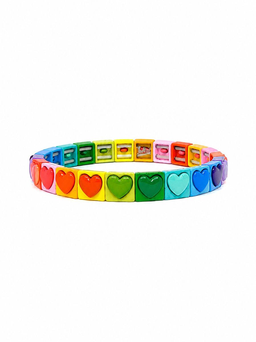 Rainbow Heart Tile Bracelet