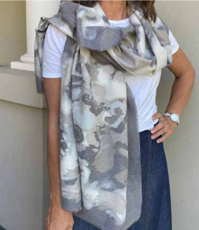 Harlow Abstract Scarf - Stone & Latte - Roma Gift & Gourmet