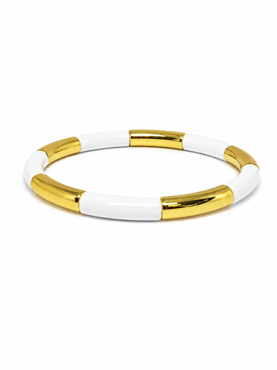 White Curved Bar Bracelet