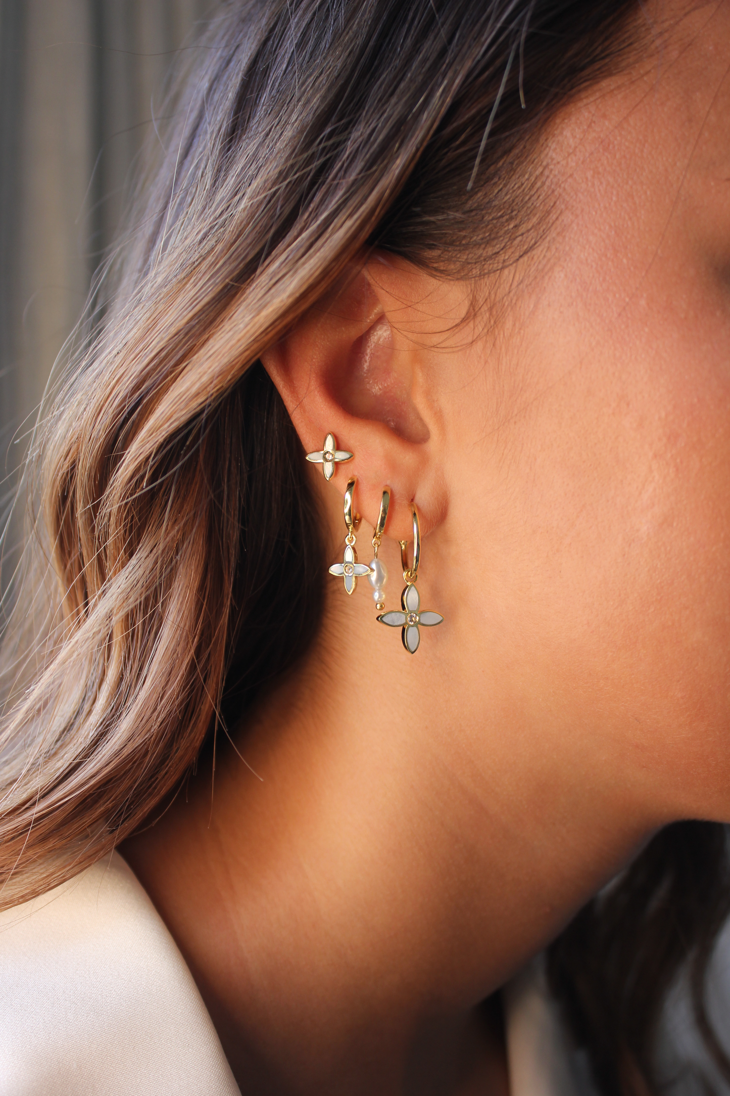 Desert Flower Huggie in Sterling Silver