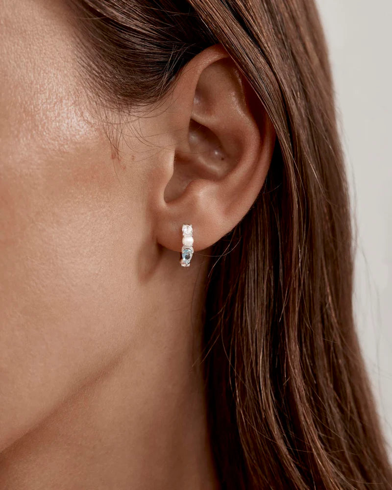 Breathe in Stillness Hoops - Silver
