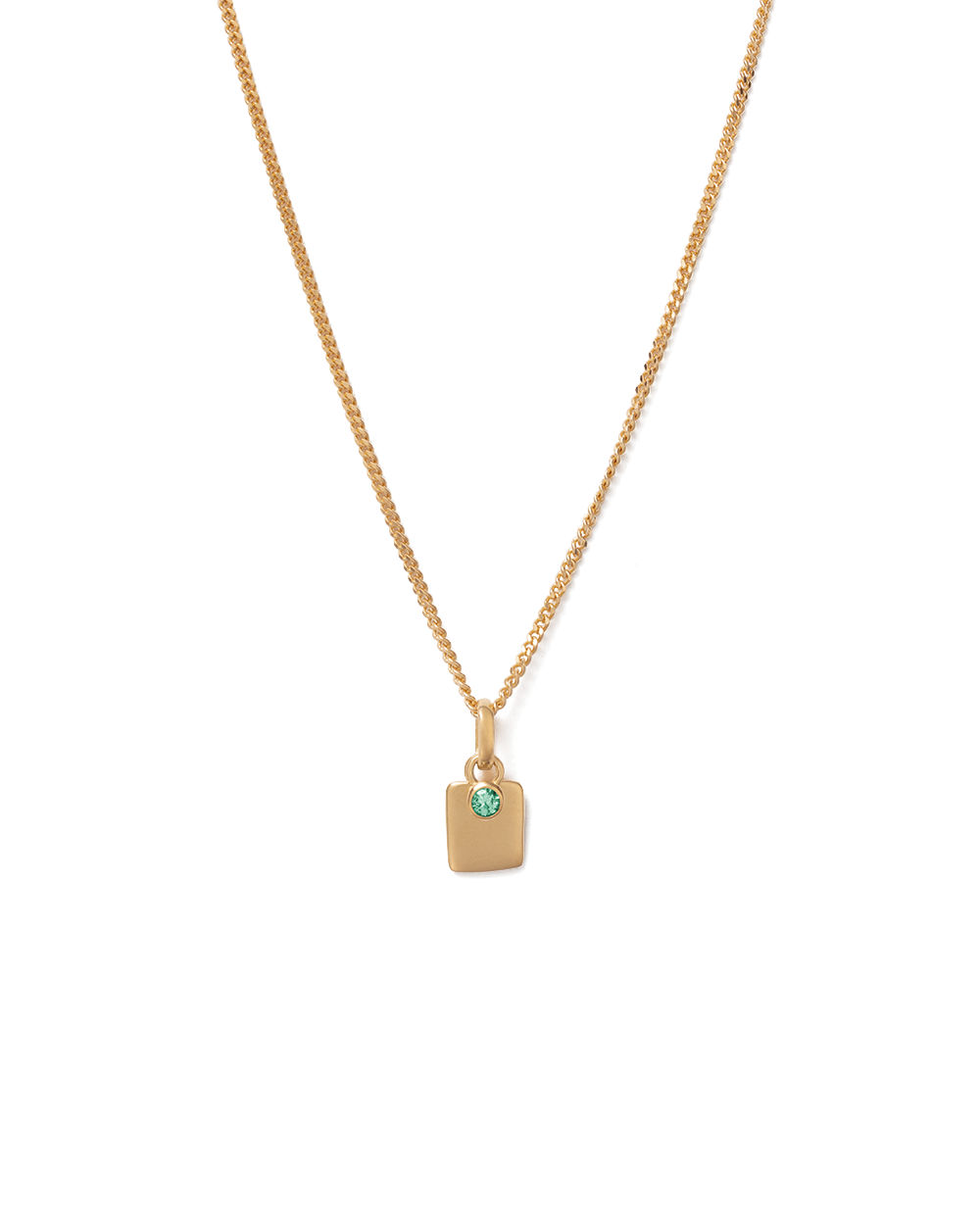ENGRAVABLE EMERALD BIRTHSTONE NECKLACE (18K GOLD VERMEIL) - Roma Gift & Gourmet