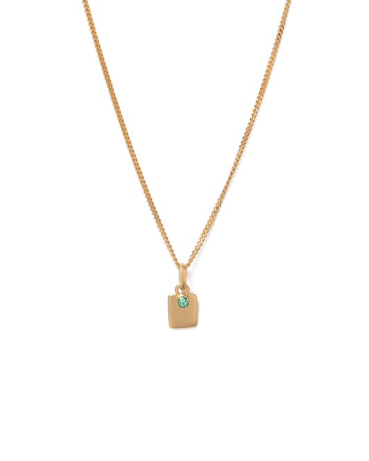 ENGRAVABLE EMERALD BIRTHSTONE NECKLACE (18K GOLD VERMEIL) - Roma Gift & Gourmet