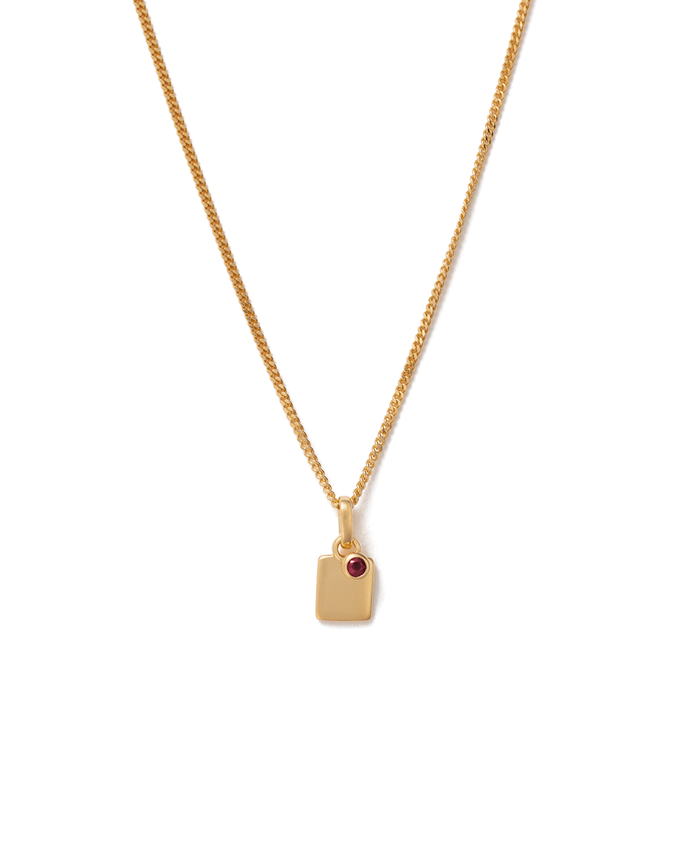 ENGRAVABLE GARNET BIRTHSTONE NECKLACE 18K GOLD VERMEIL