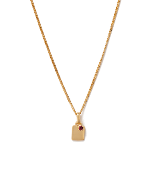 ENGRAVABLE GARNET BIRTHSTONE NECKLACE (18K GOLD VERMEIL) - Roma Gift & Gourmet