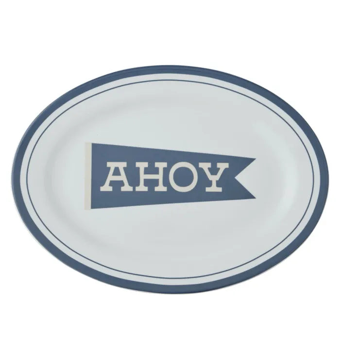 Ahoy Ceramic Oval Platter 45.5x33cm Navy - Roma Gift & Gourmet