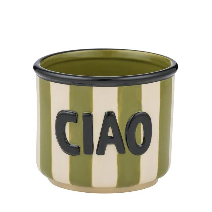Ciao Ceramic Pot - Olive/Black - Roma Gift & Gourmet