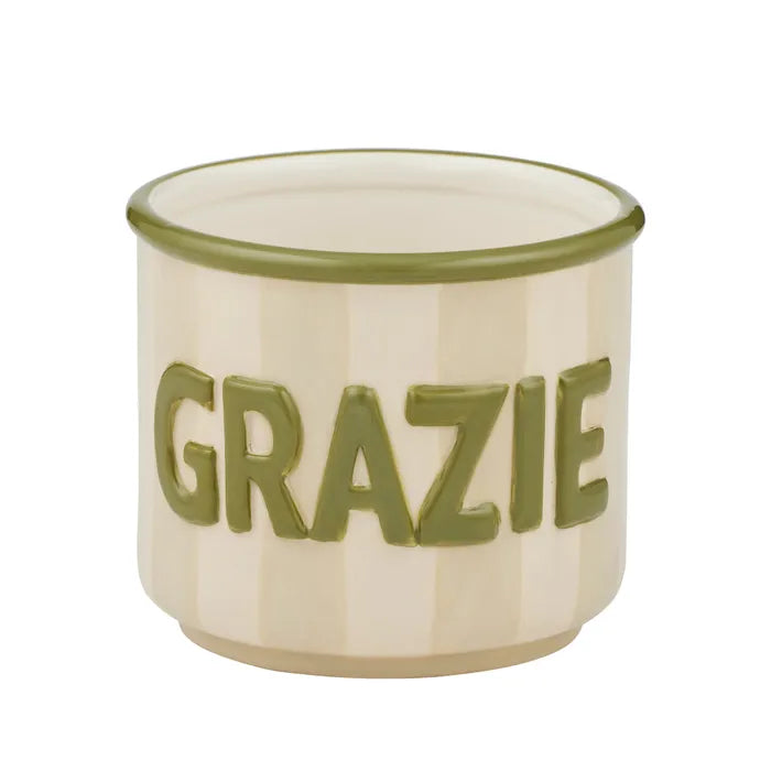 Grazie Ceramic Pot - Taupe/Olive - Roma Gift & Gourmet