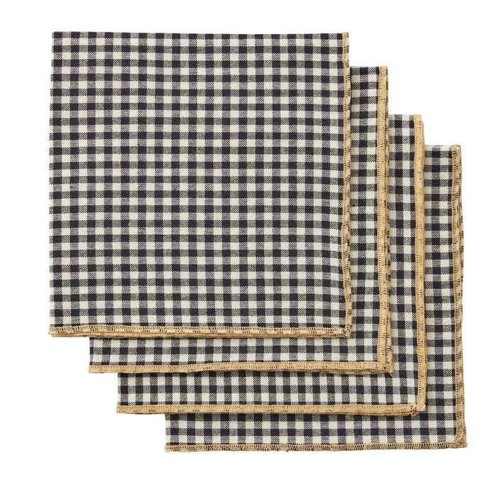 Margot S/4 Cotton Napkins - Ivory/Black - Roma Gift & Gourmet