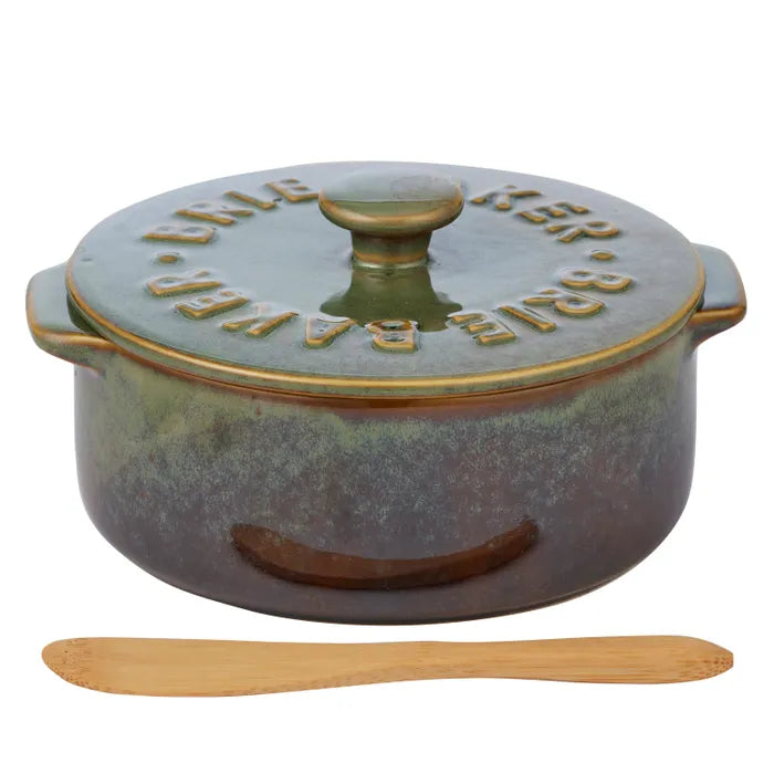 Loire Ceramic Brie Baker 13.5x16x7.5cm Olive - Roma Gift & Gourmet