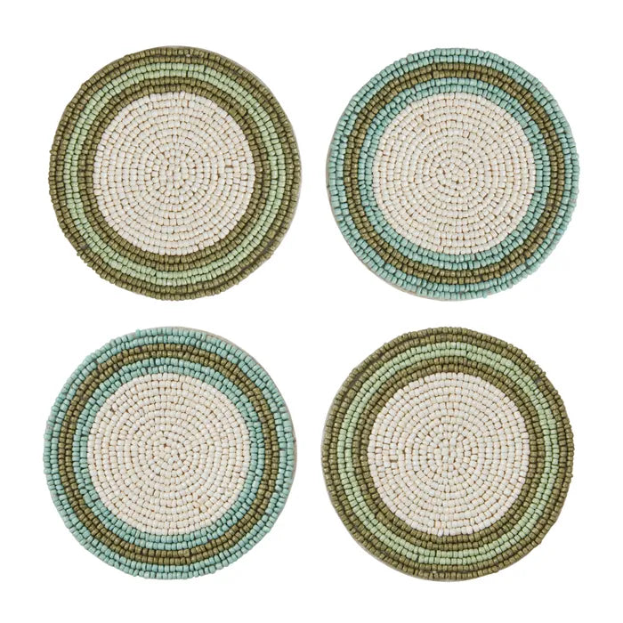 Gimlet S/4 Beaded Coasters - Green/Blue