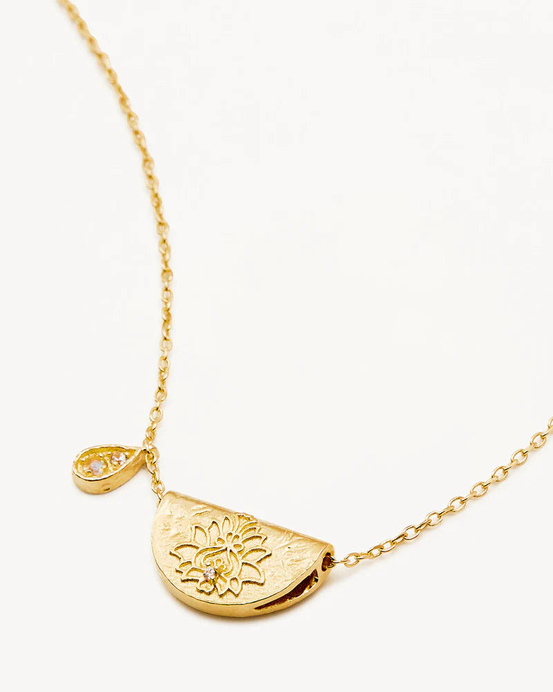 Lotus Birthstone Necklace-Gold