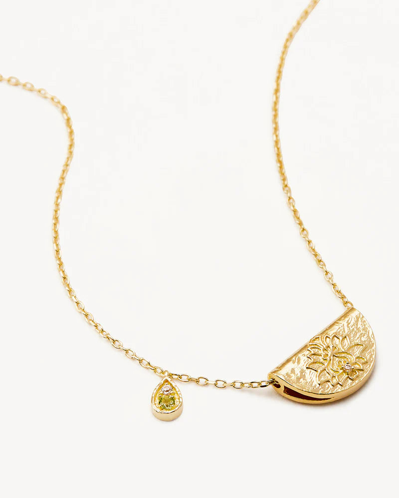 Lotus Birthstone Necklace-Gold - Roma Gift & Gourmet