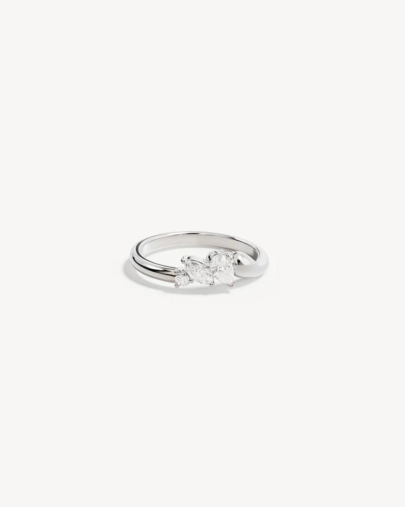 Crystal Wings Ring - Sterling Silver