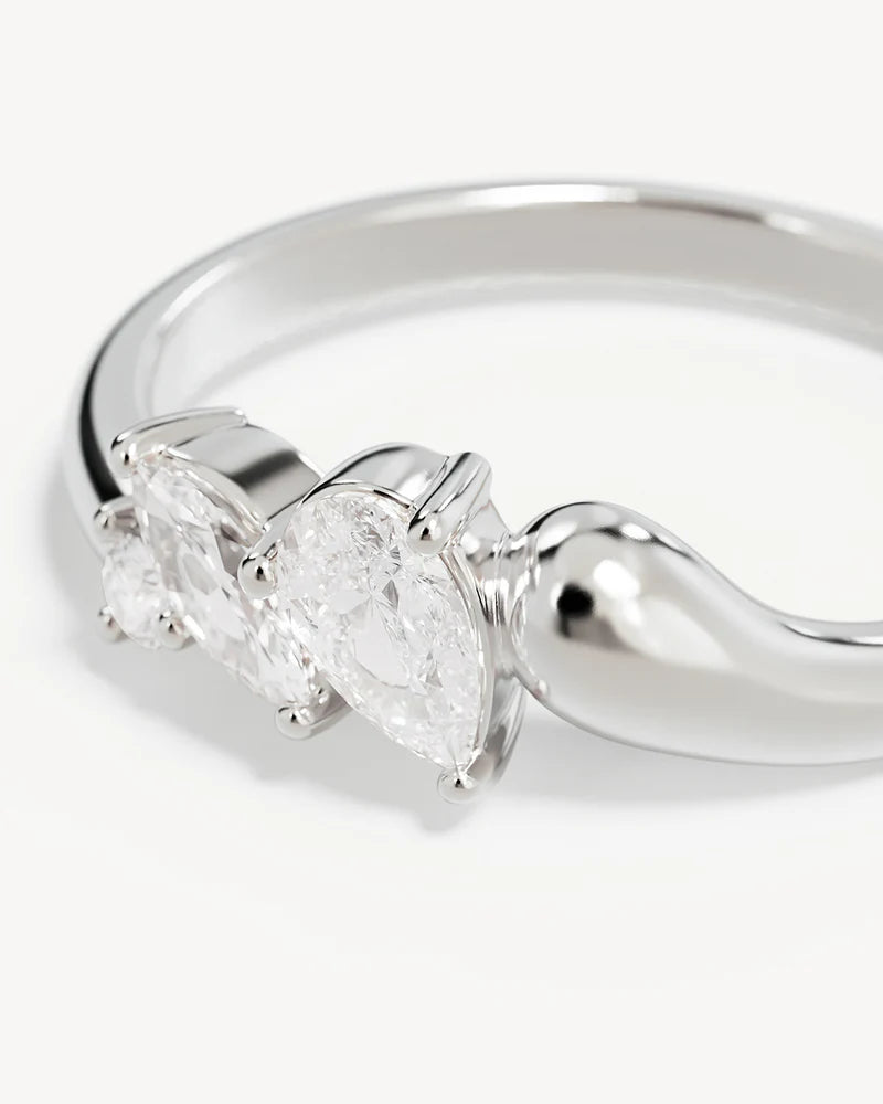 Crystal Wings Ring - Sterling Silver