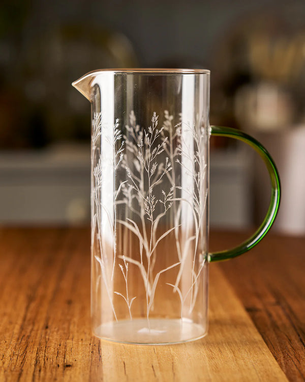 Haven Glass Serving Jug - Natural Grass