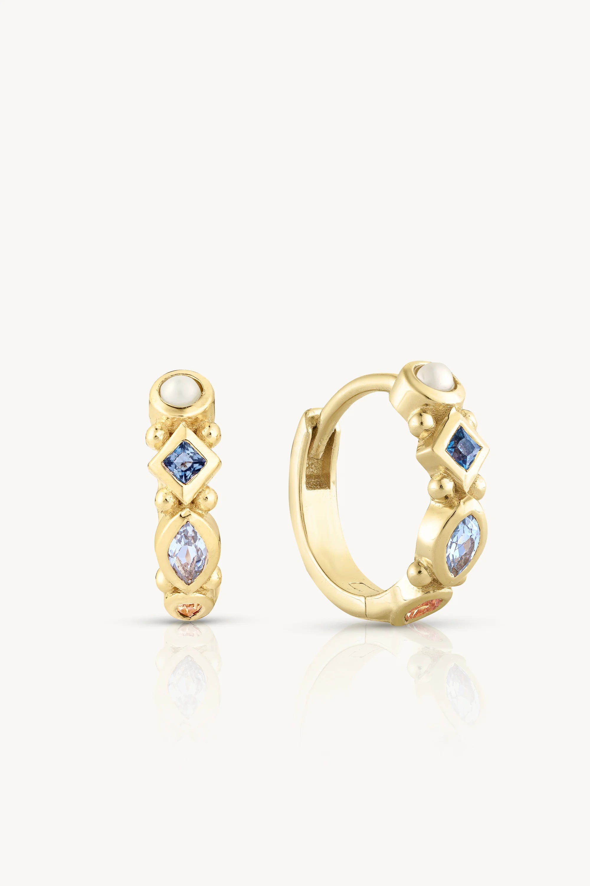 Alida Sky Blue Topaz Gold Huggies