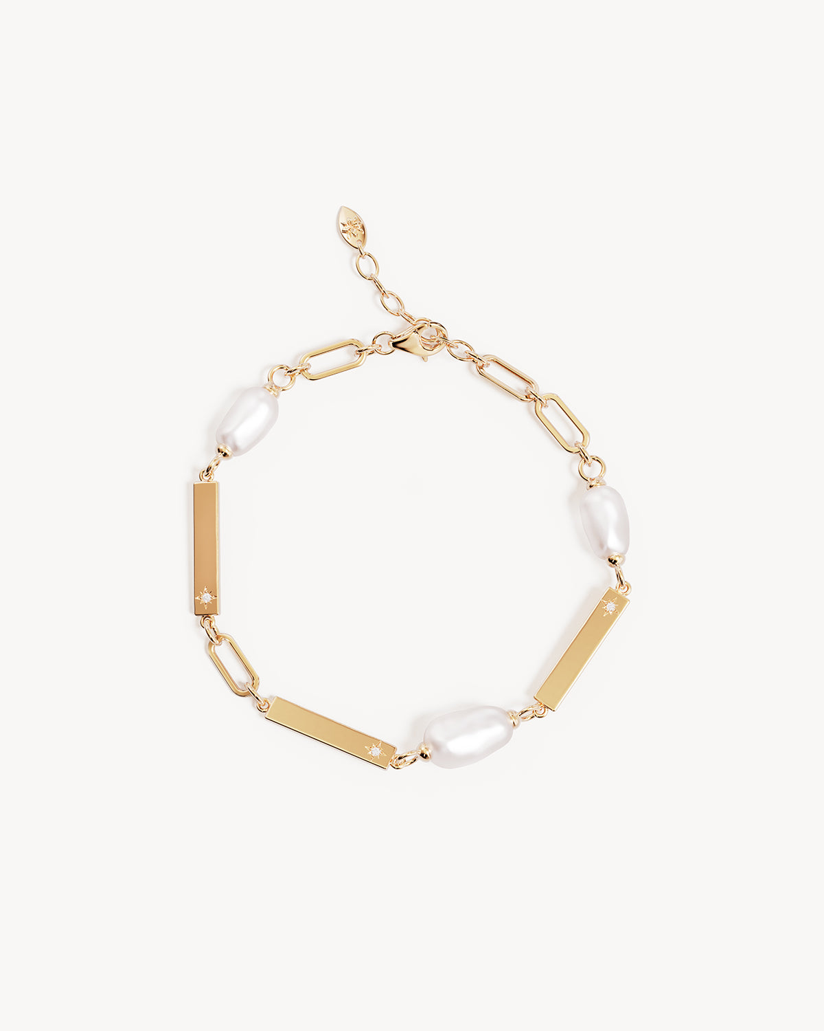 18k Gold Vermeil Connected By Love Pearl Bracelet