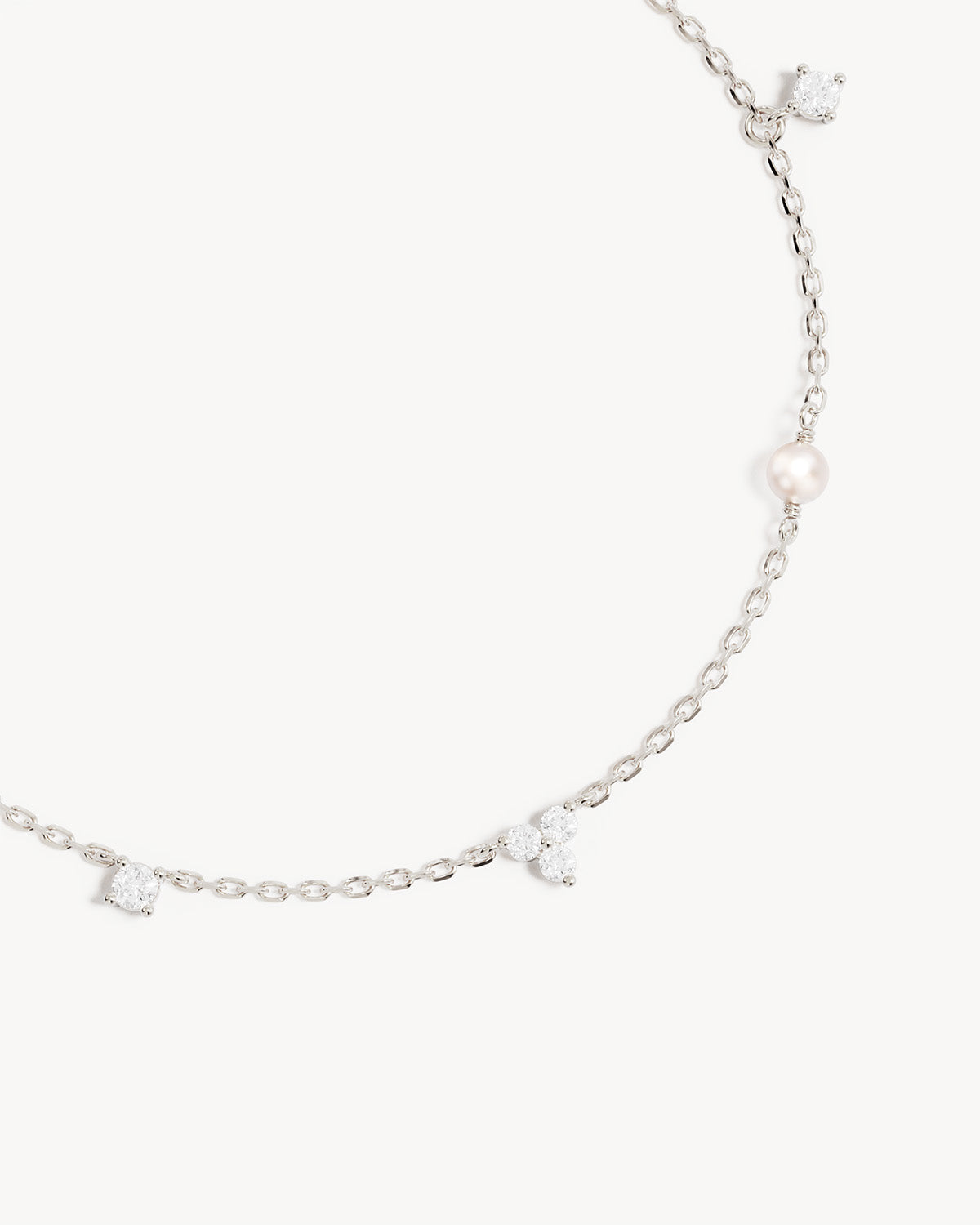 Sterling Silver Moonlit Bloom Pearl Bracelet