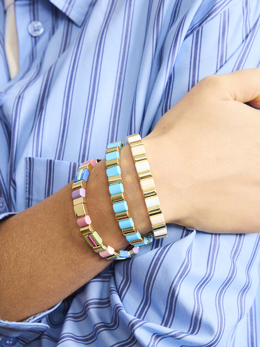 Blue Scalloped Tile Bracelet