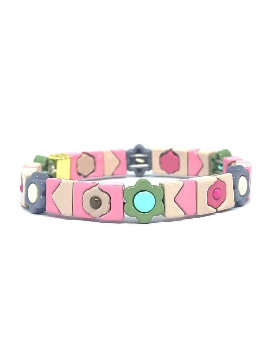 Blush Flower Candy Tile Bracelet