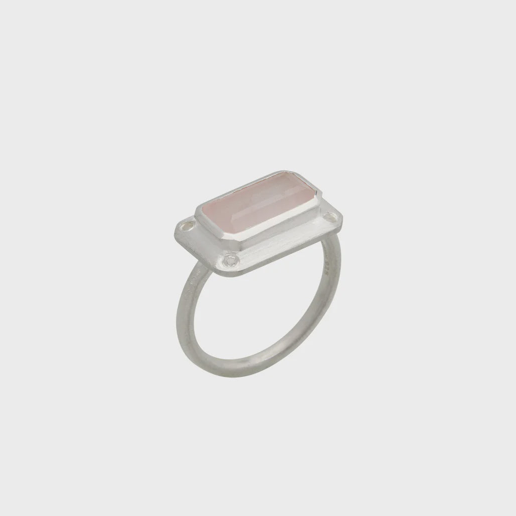 Rose Quartz & White Topaz Ring -  Silver