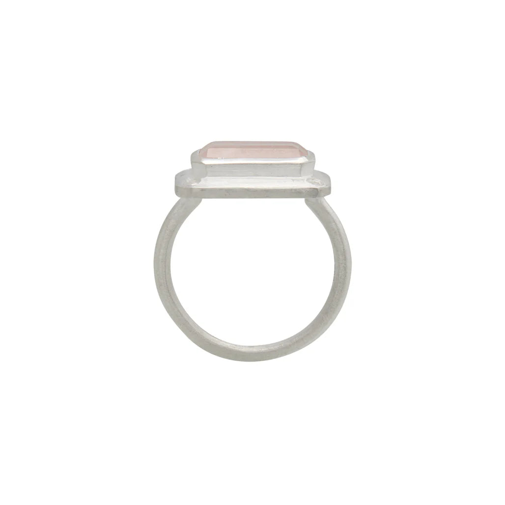 Rose Quartz & White Topaz Ring -  Silver