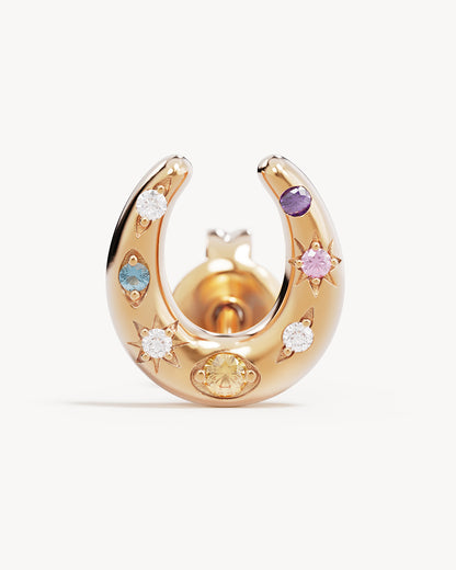 Lucky Horseshoe Stud Earrings - 18k Gold Vermeil