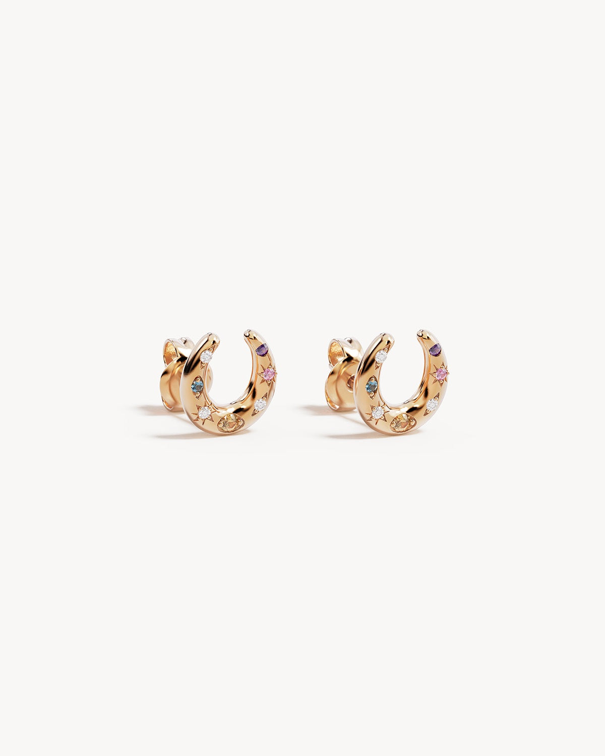 Lucky Horseshoe Stud Earrings - 18k Gold Vermeil
