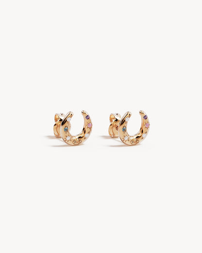 Lucky Horseshoe Stud Earrings - 18k Gold Vermeil