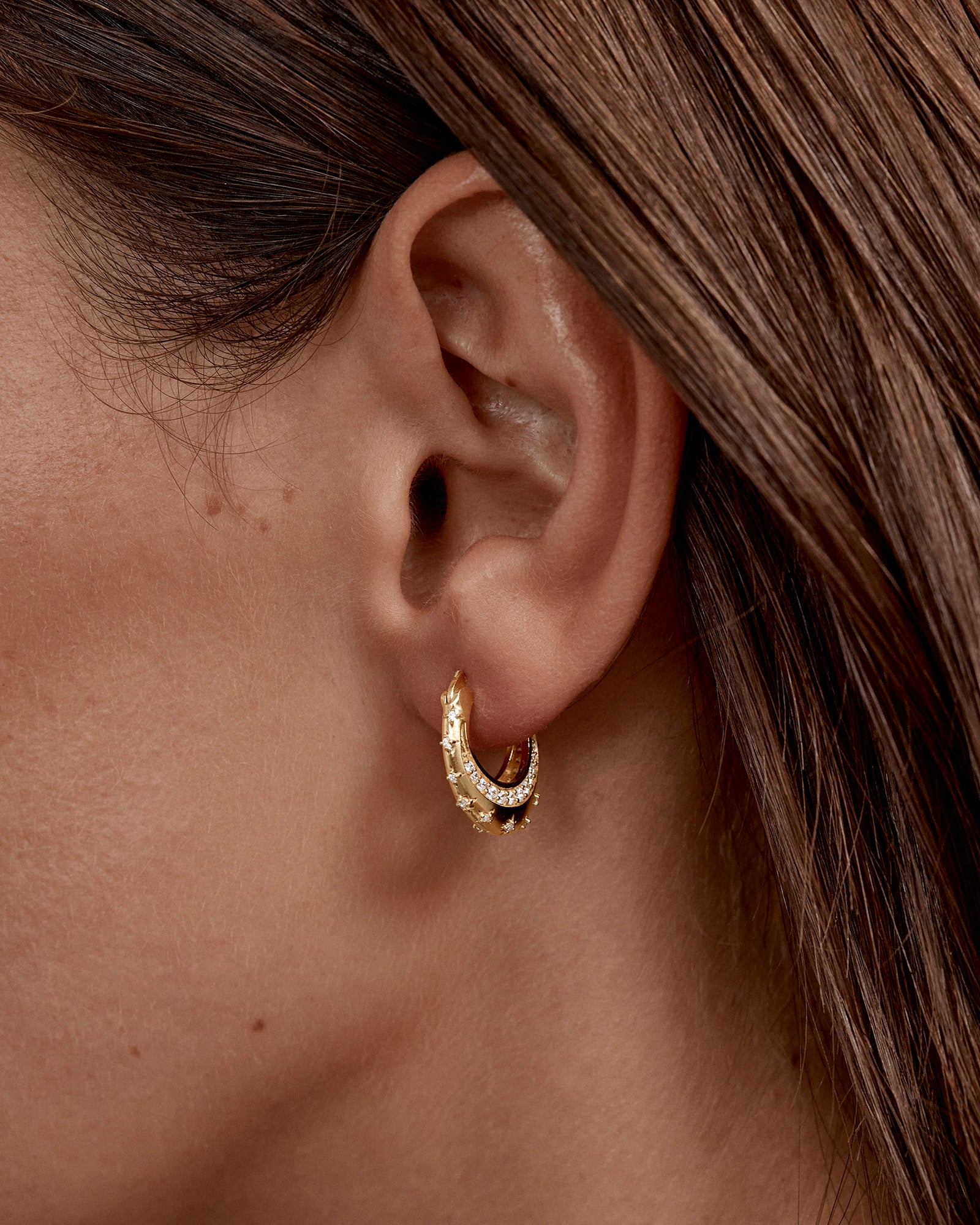 18k Gold Plated My Moon and Stars Hoops