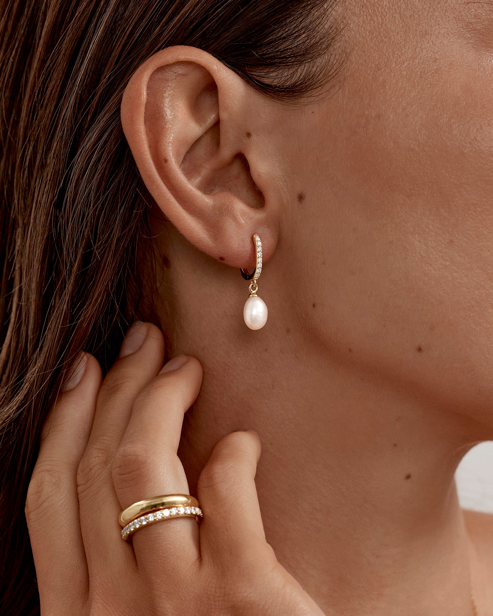 18k Gold Vermeil Love With Grace Lab-Grown Diamond Pearl Hoops