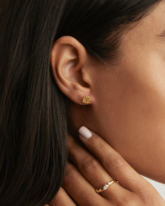 Gold By the Shore Shell Stud Earrings