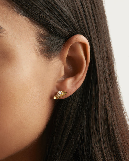 Gold Ocean Whisper Stud Earrings