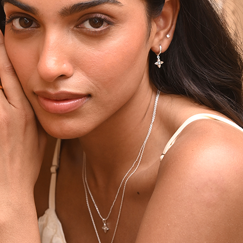 Desert Flower Huggie in Sterling Silver