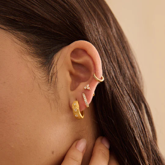 Cosmic Love Huggie with White Topaz in 18KT Yellow Gold Plate