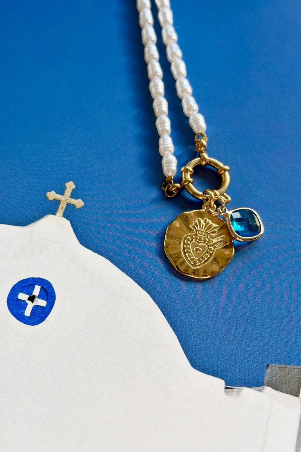 Heart of the Sea Charm Pearl Necklace