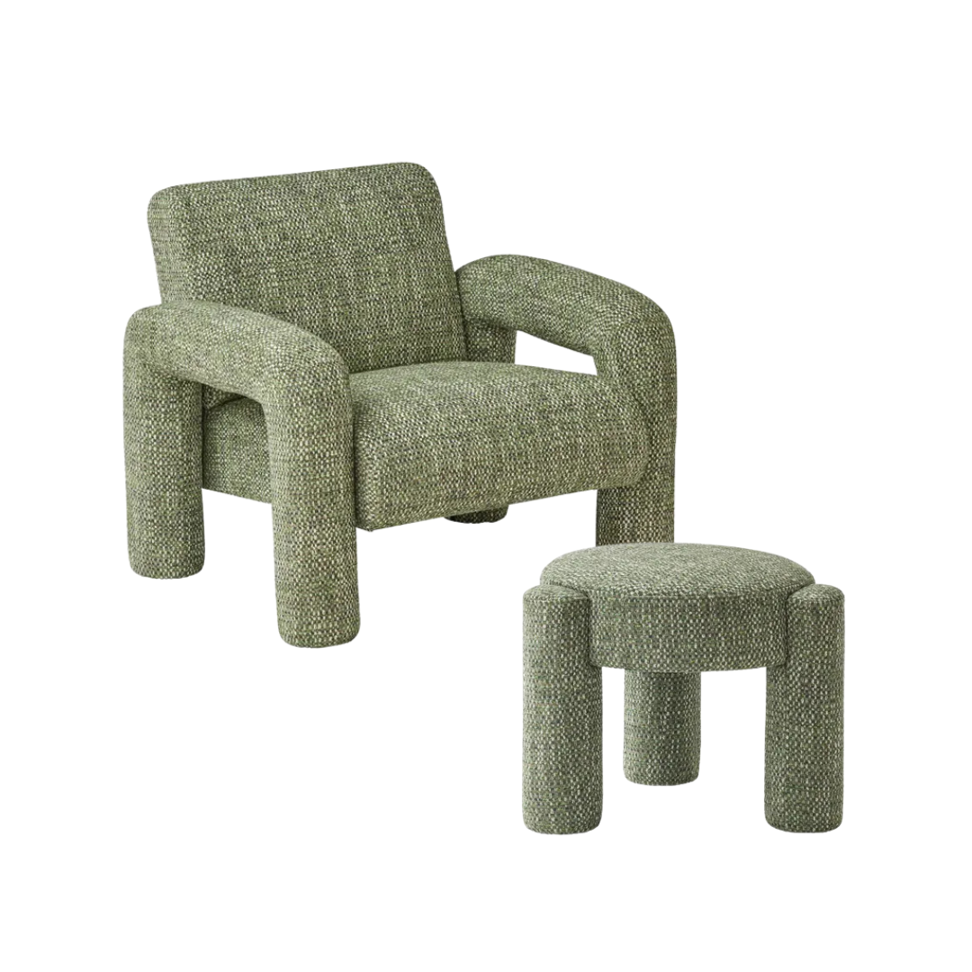 Lawrence Armchair & Ottoman - Green - Roma Gift & Gourmet