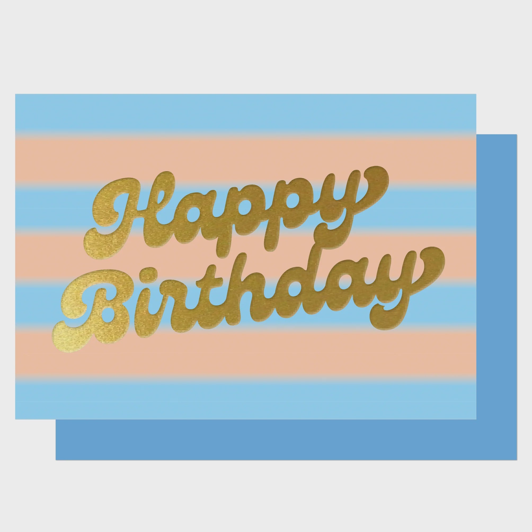 Happy Birthday Blue & Peach Hazy Lazy Stripe Card - Roma Gift & Gourmet